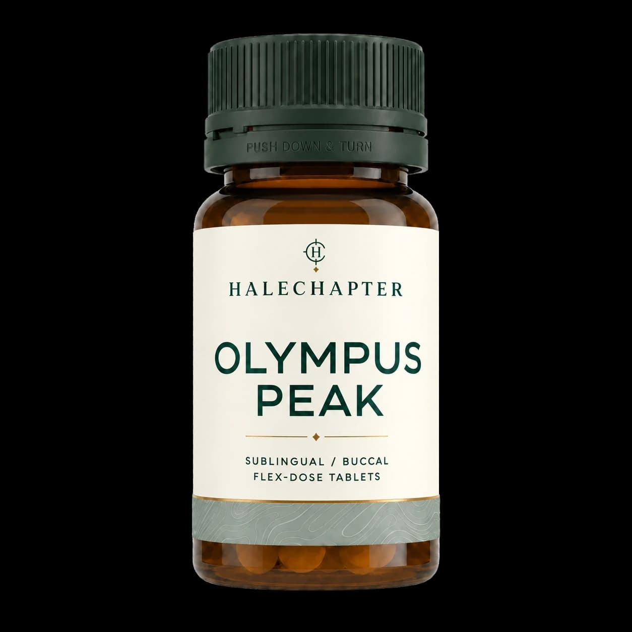 Olympus Peak compounded prescription medication bottle and tablets